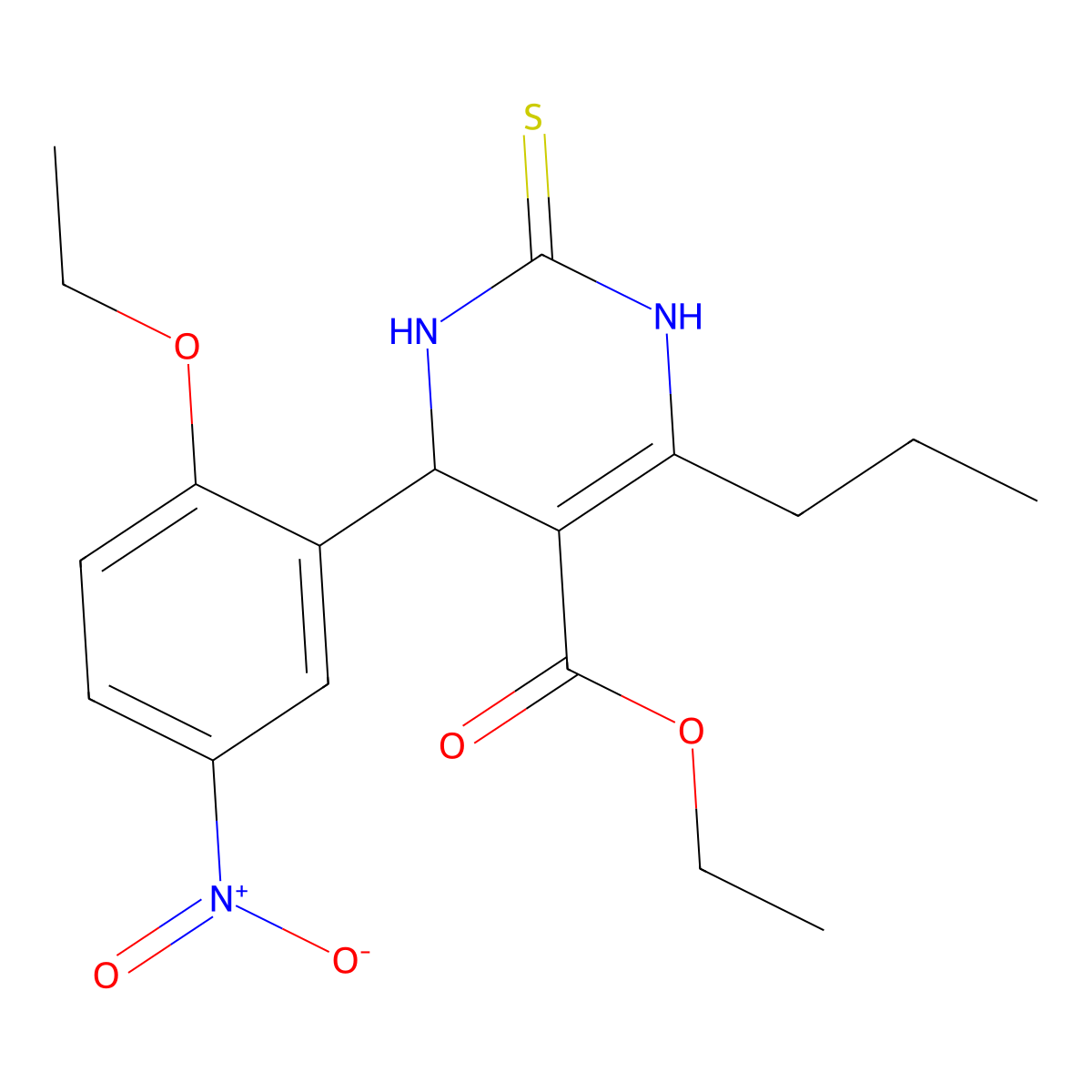 ethyl 4-(2-ethoxy-5-nitrophenyl)-6-propyl-2-sulfanylidene-3,4-dihydro-1H-pyrimidine-5-carboxylate molecular structure, CAS 713104-23-5