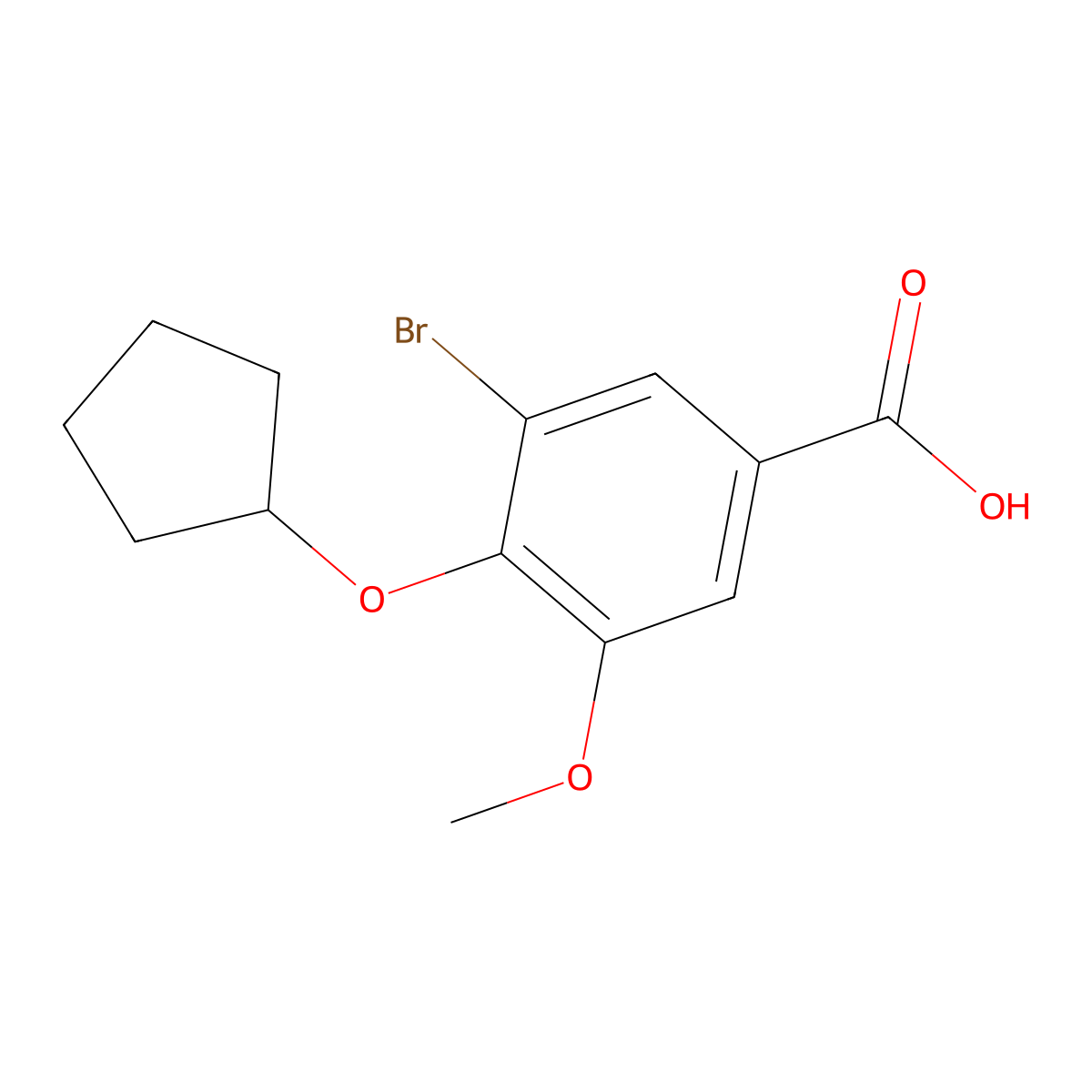 3-Bromo-4-(cyclopentyloxy)-5-methoxybenzoic acid molecular structure, CAS 713104-51-9