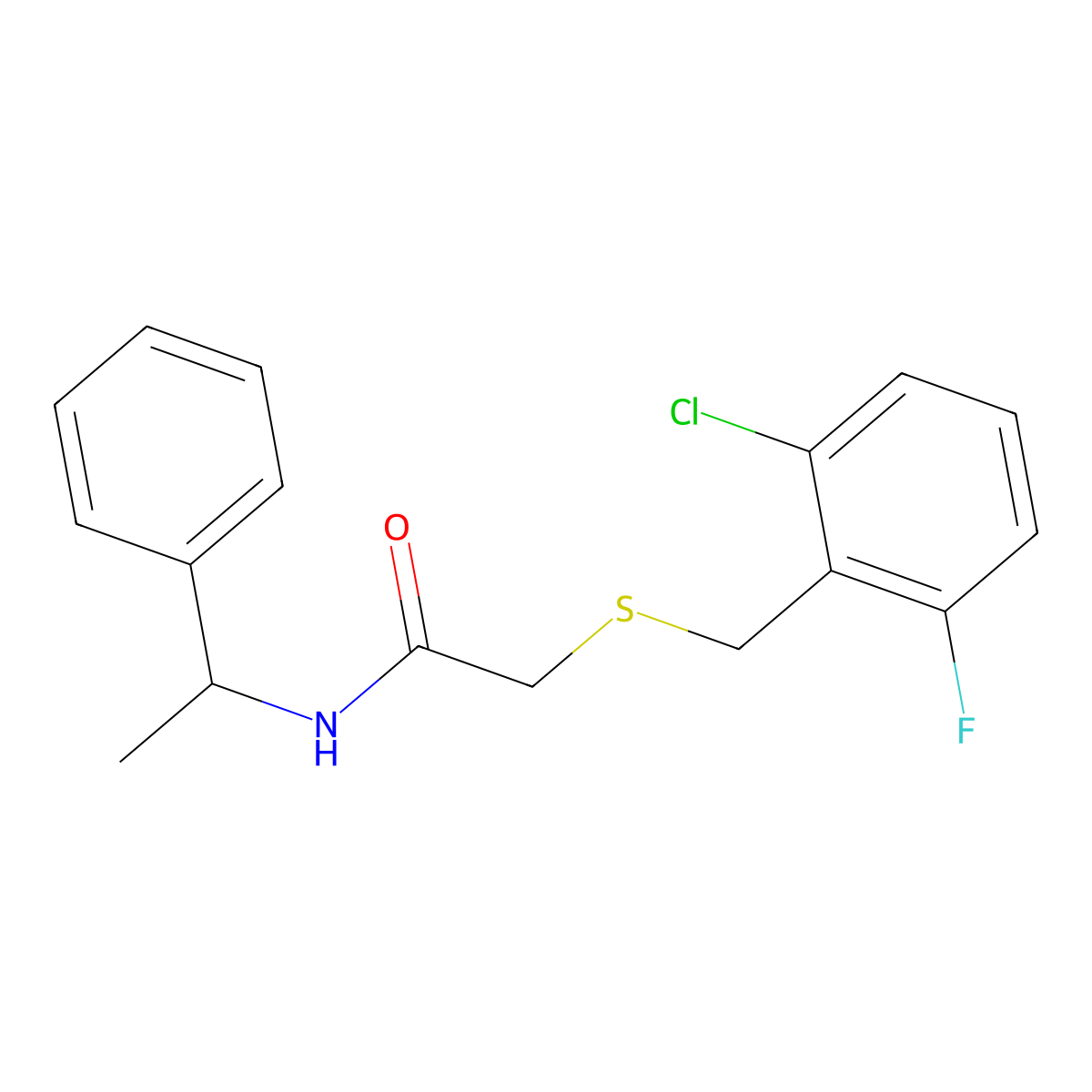 2-[(2-chloro-6-fluorophenyl)methylsulfanyl]-N-(1-phenylethyl)acetamide molecular structure, CAS 713105-27-2