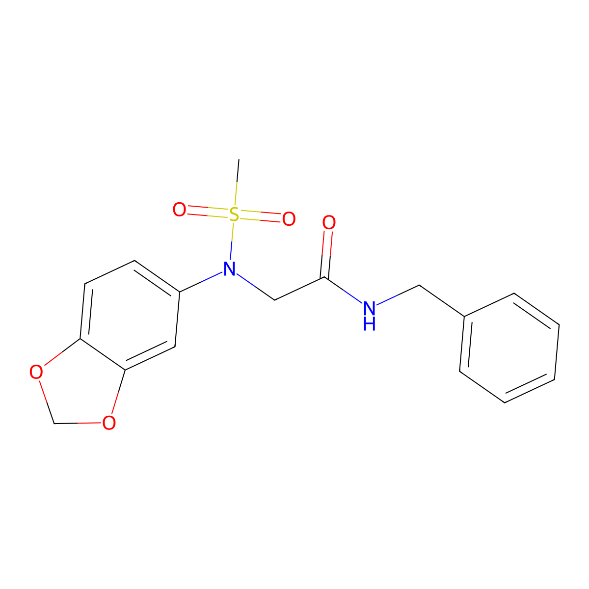 2-[1,3-benzodioxol-5-yl(methylsulfonyl)amino]-N-benzylacetamide molecular structure, CAS 713105-28-3