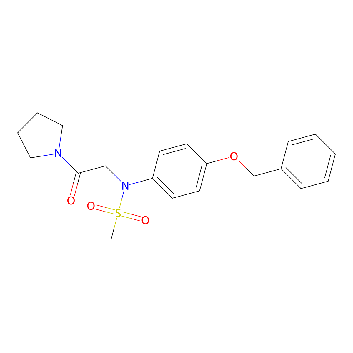 N-(2-oxo-2-pyrrolidin-1-ylethyl)-N-(4-phenylmethoxyphenyl)methanesulfonamide molecular structure, CAS 713105-50-1