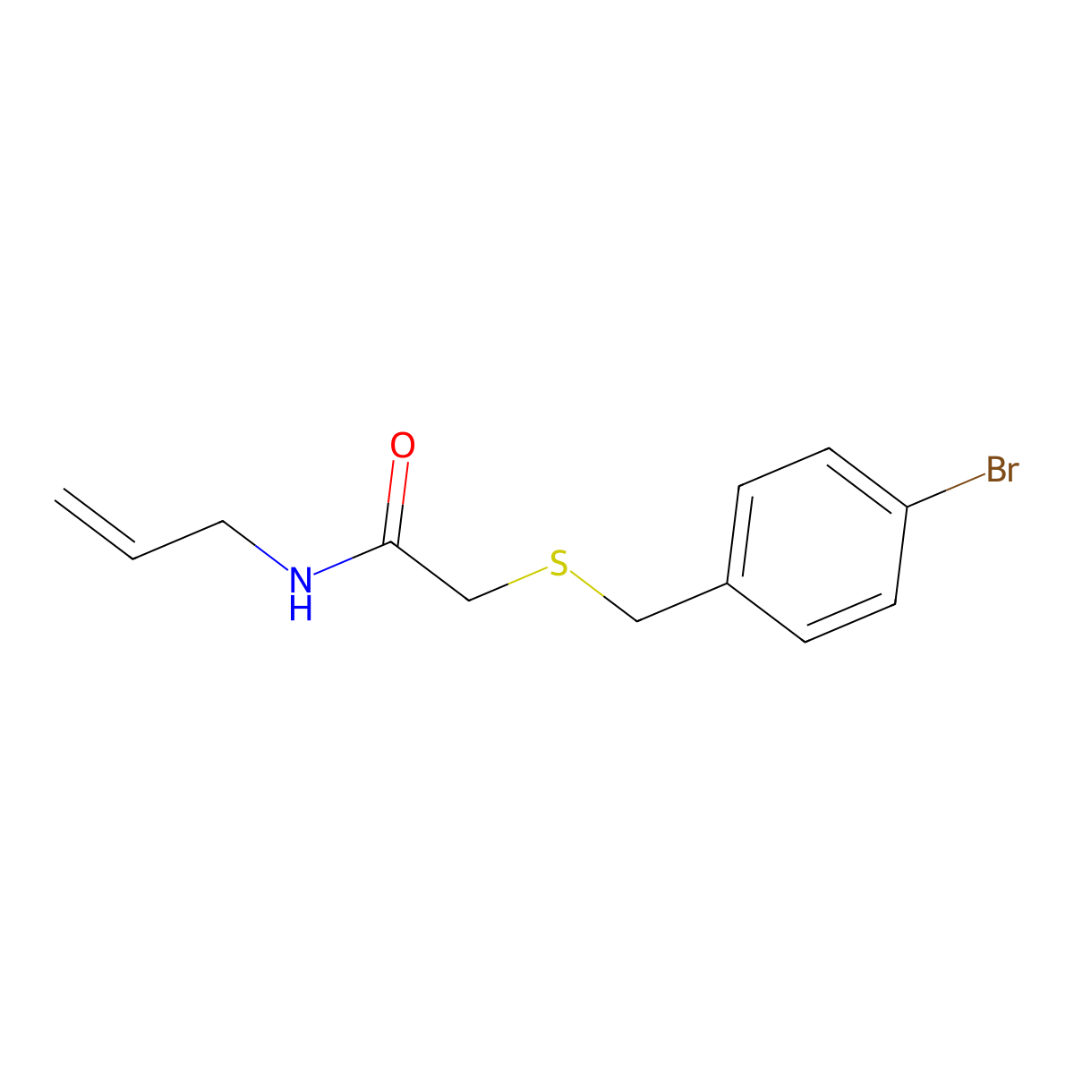 N-allyl-2-[(4-bromobenzyl)thio]acetamide molecular structure, CAS 713105-90-9
