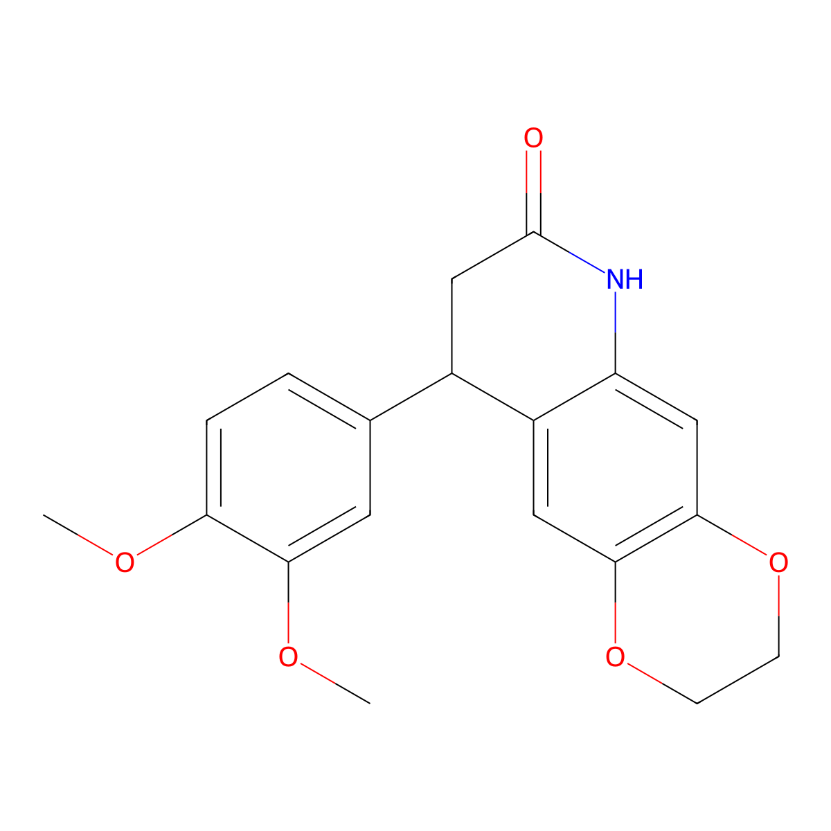 9-(3,4-dimethoxyphenyl)-2,3,8,9-tetrahydro[1,4]dioxino[2,3-g]quinolin-7(6H)-one molecular structure, CAS 713106-29-7