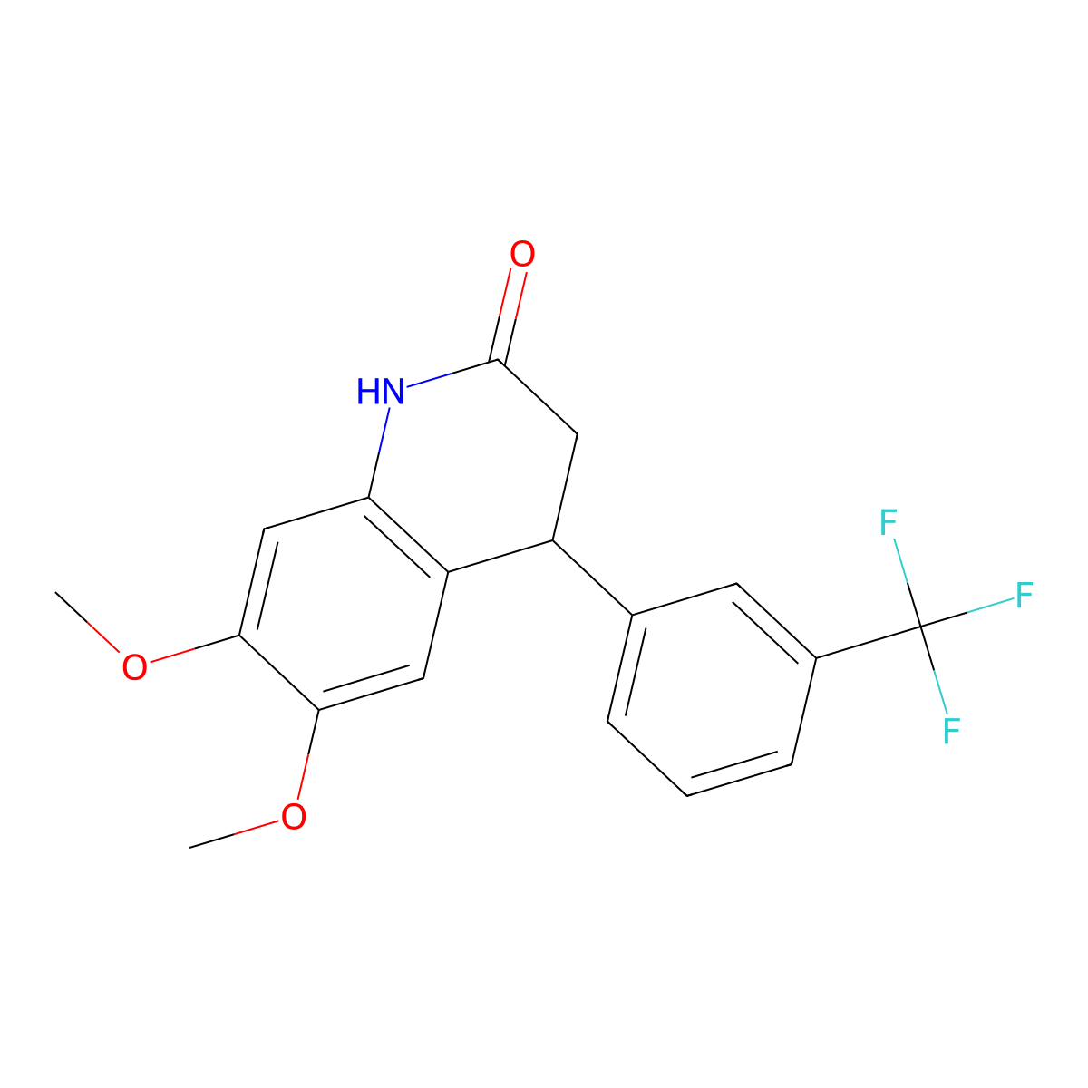 6,7-dimethoxy-4-[3-(trifluoromethyl)phenyl]-3,4-dihydroquinolin-2(1H)-one molecular structure, CAS 713106-39-9