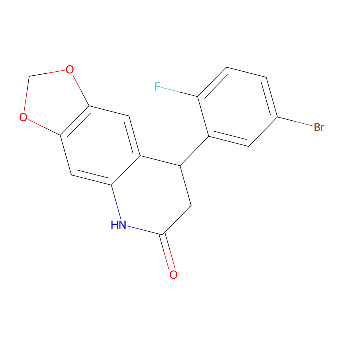 8-(5-bromo-2-fluorophenyl)-7,8-dihydro-5H-[1,3]dioxolo[4,5-g]quinolin-6-one molecular structure, CAS 713106-45-7