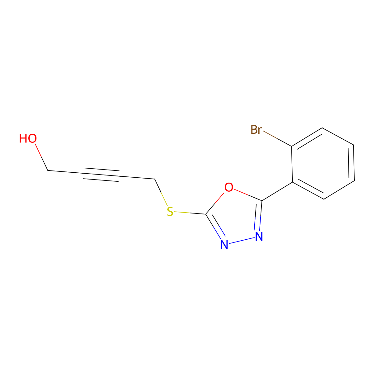 4-[[5-(2-Bromophenyl)-1,3,4-oxadiazol-2-yl]sulfanyl]but-2-yn-1-ol molecular structure, CAS 713106-57-1
