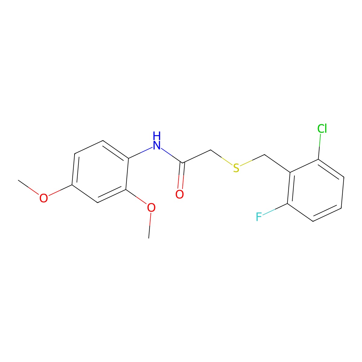 2-[(2-chloro-6-fluorophenyl)methylsulfanyl]-N-(2,4-dimethoxyphenyl)acetamide molecular structure, CAS 713106-74-2