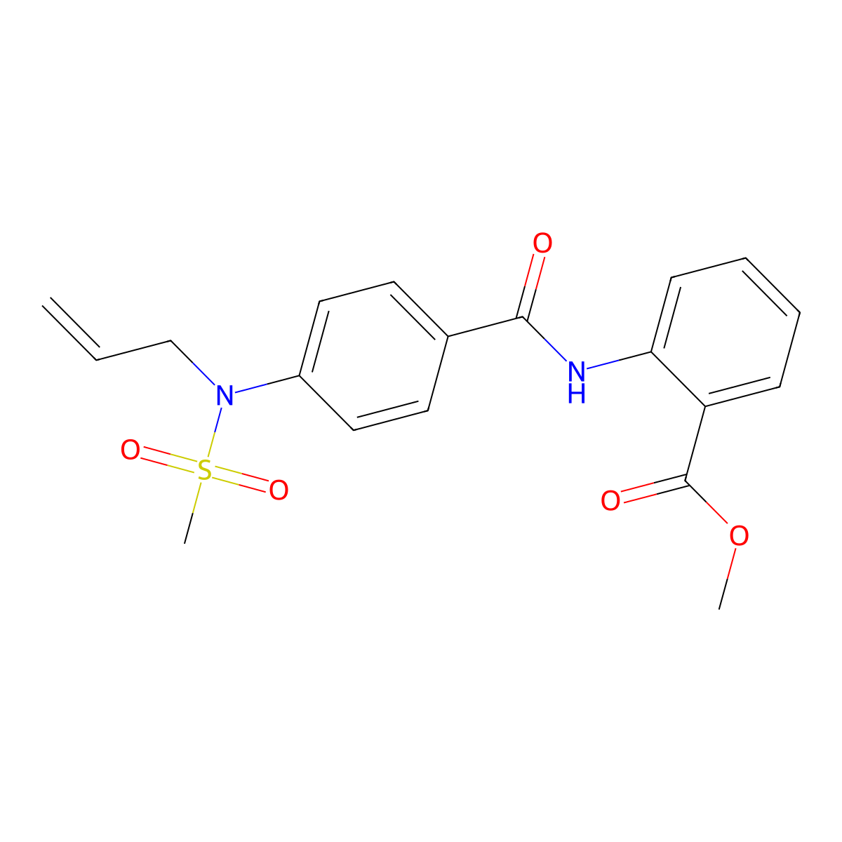 Methyl 2-[({4-[(methylsulfonyl)(prop-2-en-1-yl)amino]phenyl}carbonyl)amino]benzoate molecular structure, CAS 713107-20-1
