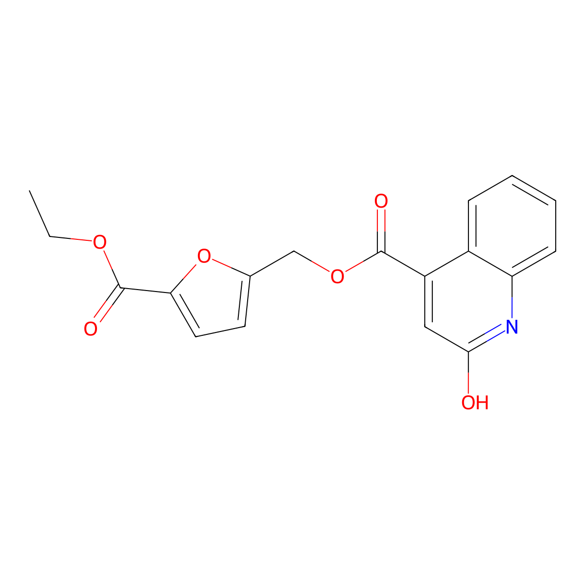 [5-(Ethoxycarbonyl)-2-furyl]methyl 2-hydroxy-4-quinolinecarboxylate molecular structure, CAS 713110-76-0