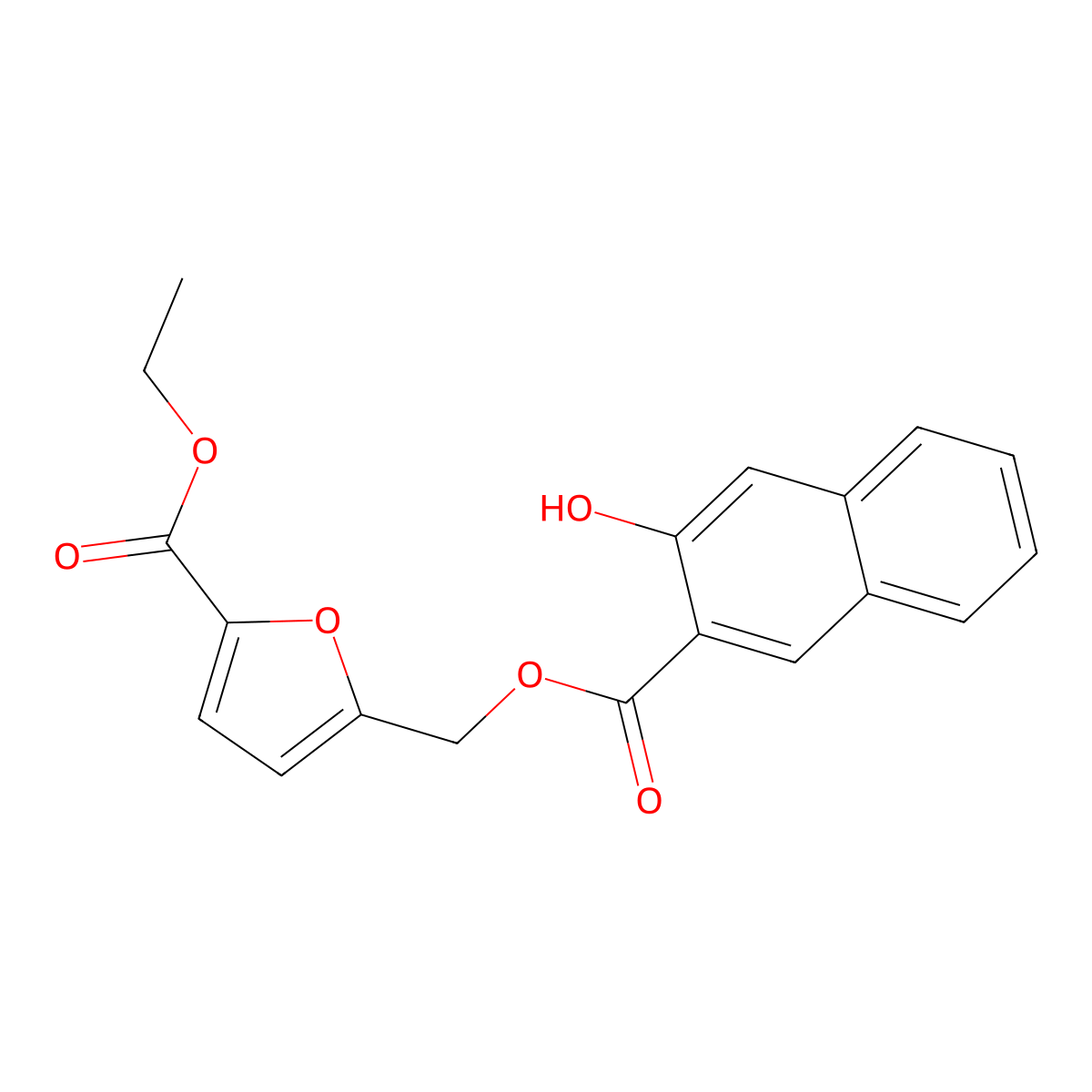 Ethyl 5-{[(3-hydroxy-2-naphthoyl)oxy]methyl}-2-furoate molecular structure, CAS 713110-80-6