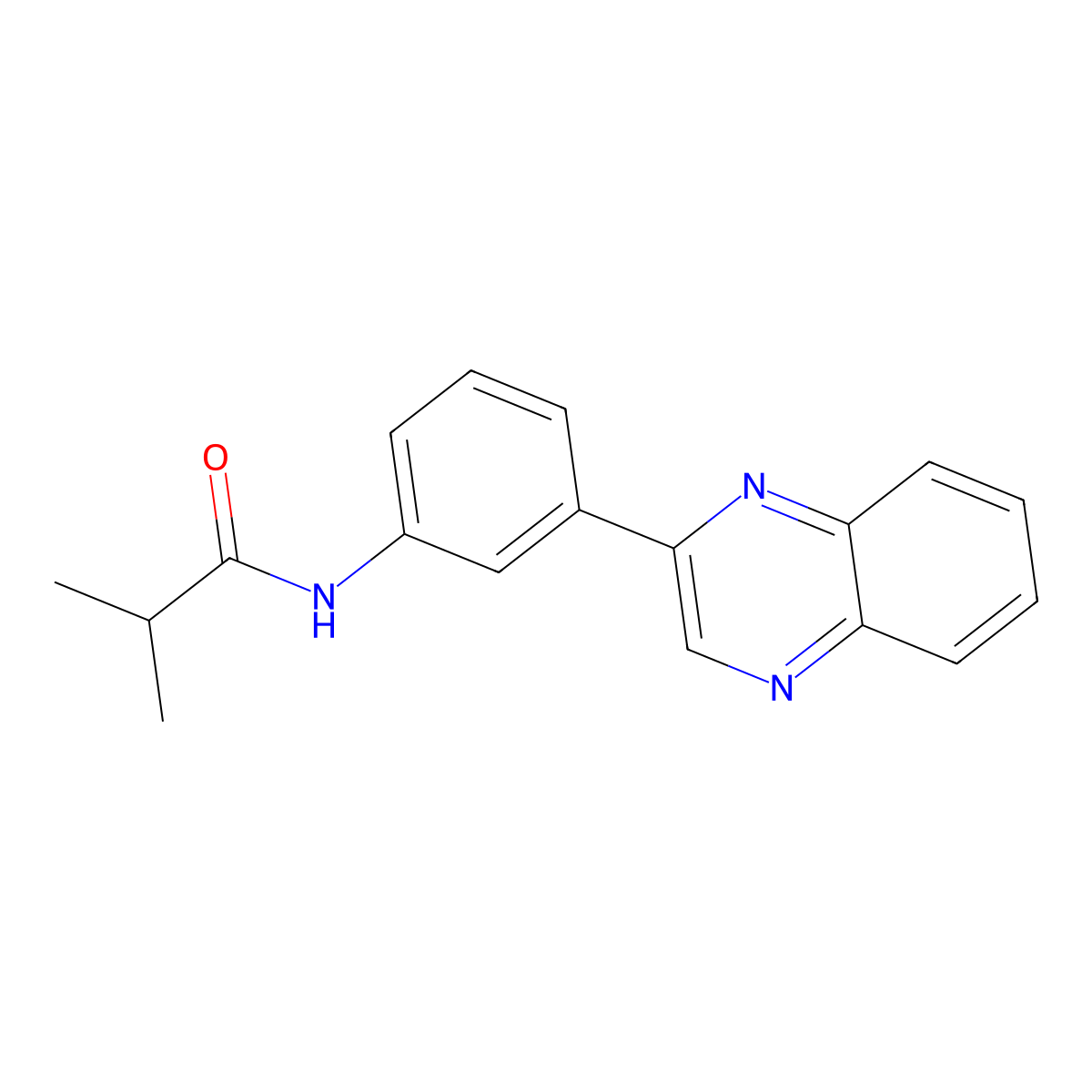 2-methyl-N-(3-quinoxalin-2-ylphenyl)propanamide molecular structure, CAS 713110-82-8