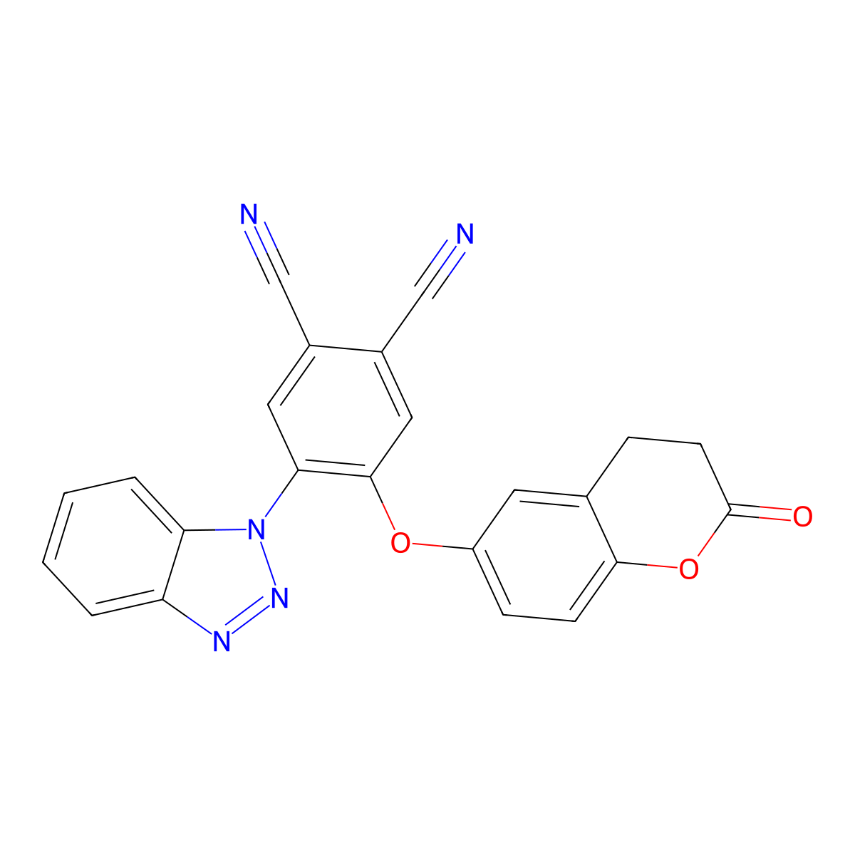 4-(Benzotriazol-1-yl)-5-[(2-oxo-3,4-dihydrochromen-6-yl)oxy]benzene-1,2-dicarbonitrile molecular structure, CAS 713110-87-3