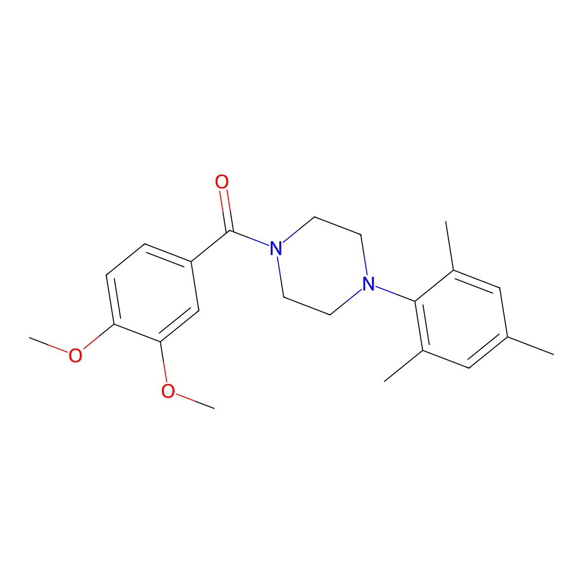 1-(3,4-Dimethoxybenzoyl)-4-mesitylpiperazine molecular structure, CAS 713110-94-2