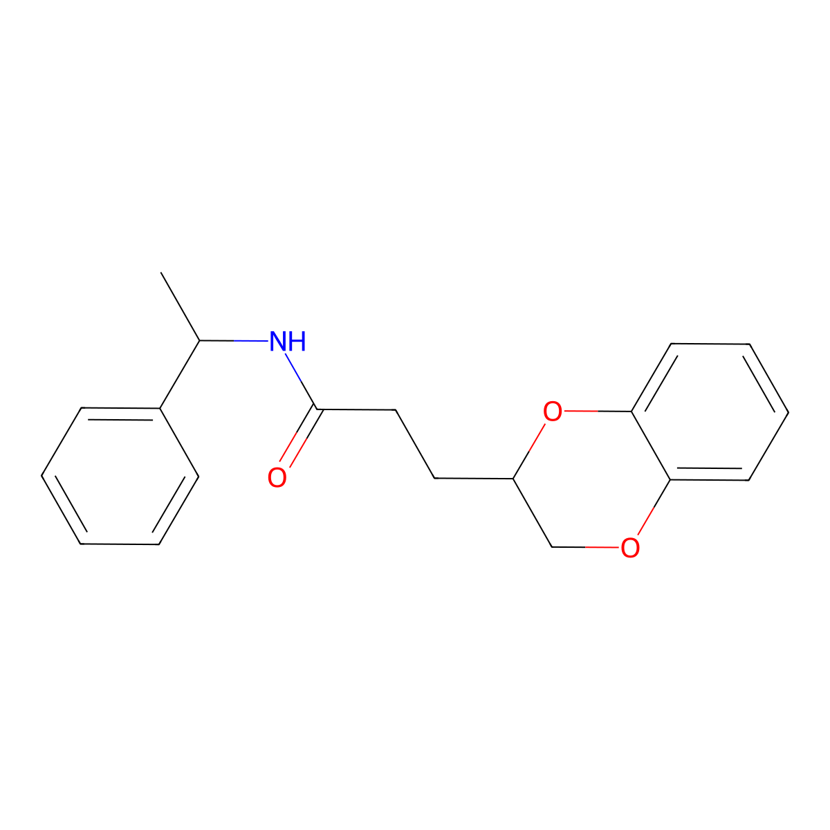 3-(2,3-dihydro-1,4-benzodioxin-2-yl)-N-(1-phenylethyl)propanamide molecular structure, CAS 713111-37-6