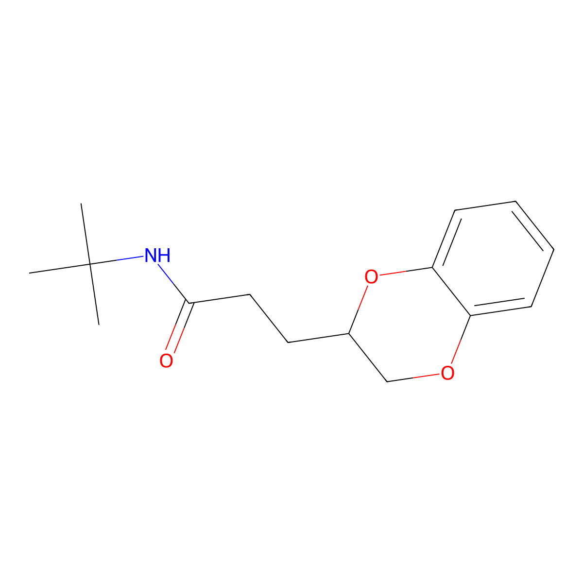 N-tert-butyl-3-(2,3-dihydro-1,4-benzodioxin-3-yl)propanamide molecular structure, CAS 713111-42-3