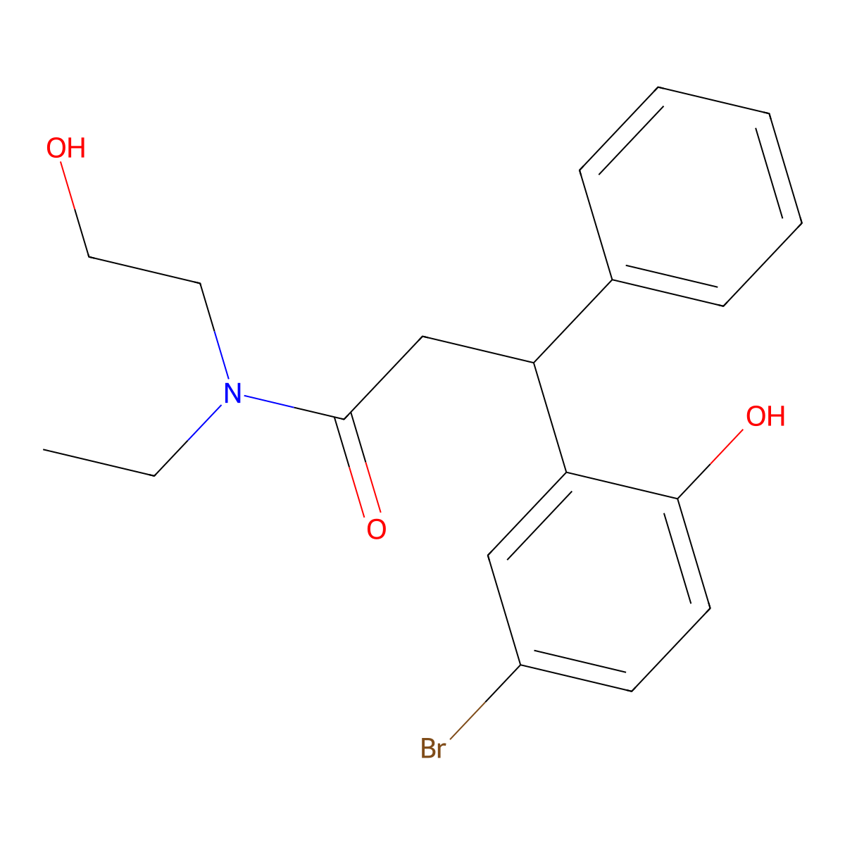 3-(5-bromo-2-hydroxyphenyl)-N-ethyl-N-(2-hydroxyethyl)-3-phenylpropanamide molecular structure, CAS 713111-62-7
