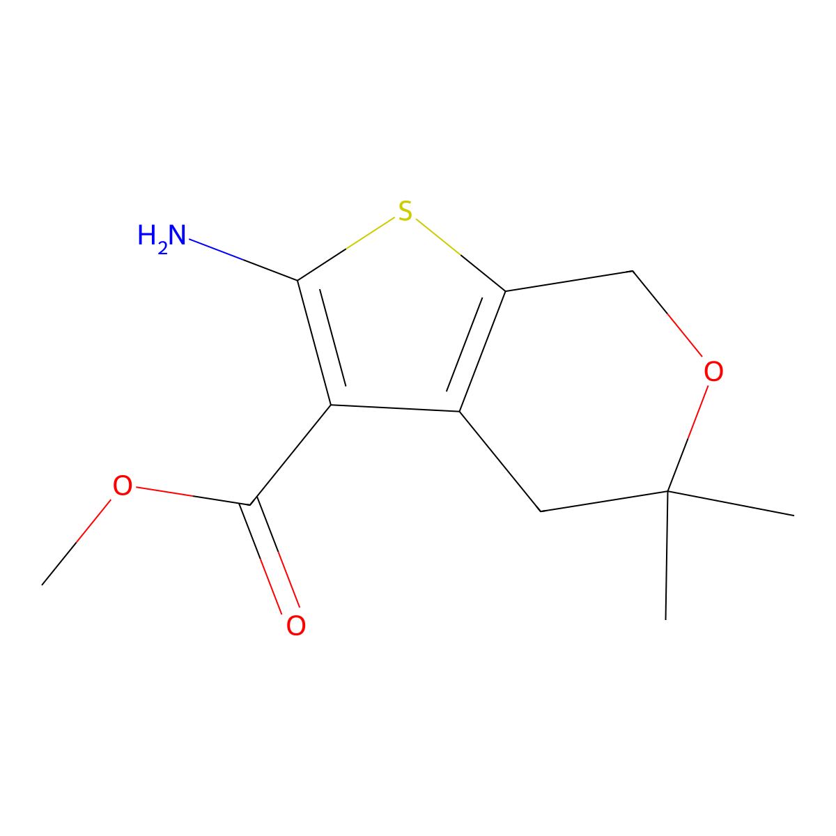 methyl 2-amino-5,5-dimethyl-4,7-dihydro-5H-thieno[2,3-c]pyran-3-carboxylate molecular structure, CAS 713111-73-0