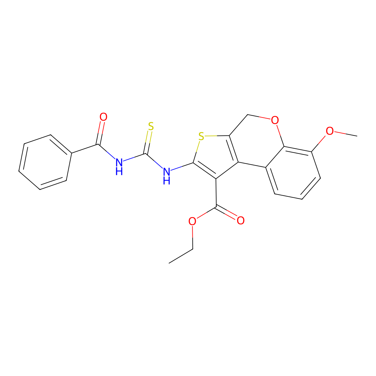 ethyl 2-(benzoylcarbamothioylamino)-6-methoxy-4H-thieno[2,3-c]chromene-1-carboxylate molecular structure, CAS 713111-74-1