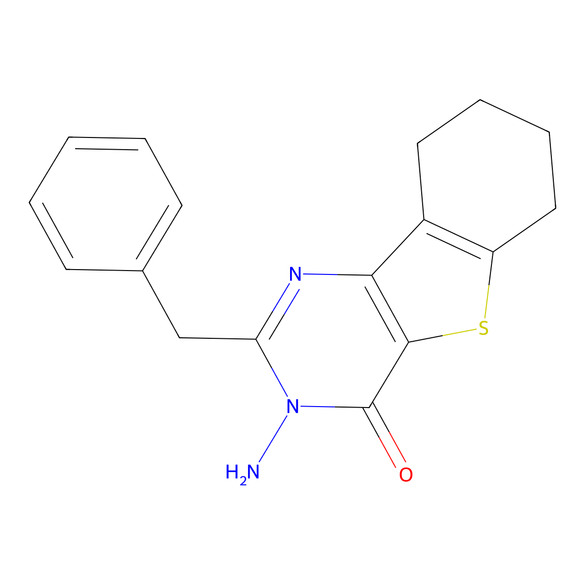 3-Amino-2-benzyl-6,7,8,9-tetrahydro-[1]benzothiolo[3,2-d]pyrimidin-4-one molecular structure, CAS 713111-94-5