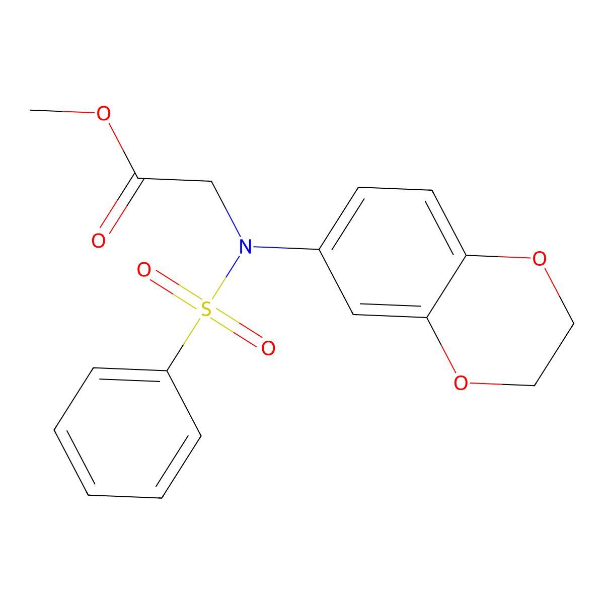 methyl N-(2,3-dihydro-1,4-benzodioxin-6-yl)-N-(phenylsulfonyl)glycinate molecular structure, CAS 713112-11-9