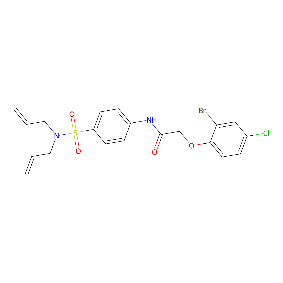 2-(2-bromo-4-chlorophenoxy)-N-{4-[(diallylamino)sulfonyl]phenyl}acetamide molecular structure, CAS 713112-22-2