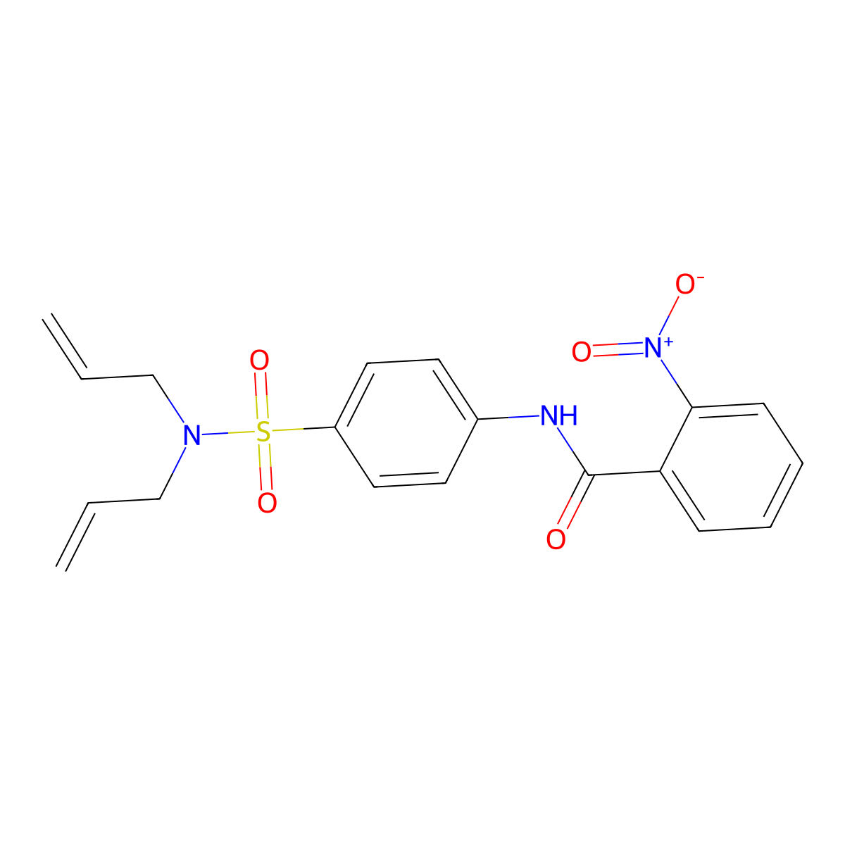 N-[4-[bis(prop-2-enyl)sulfamoyl]phenyl]-2-nitrobenzamide molecular structure, CAS 713112-33-5
