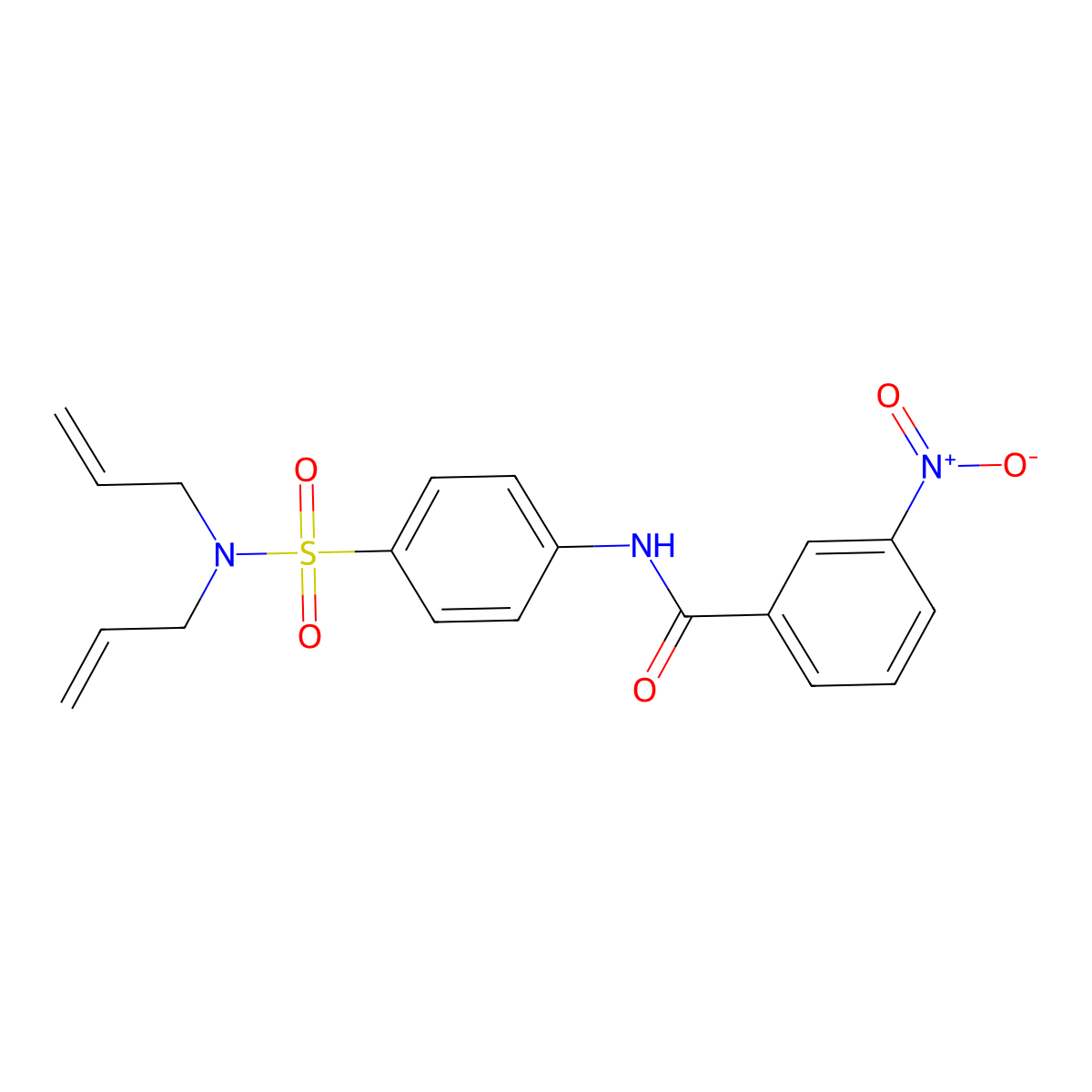 N-[4-[bis(prop-2-enyl)sulfamoyl]phenyl]-3-nitrobenzamide molecular structure, CAS 713112-36-8