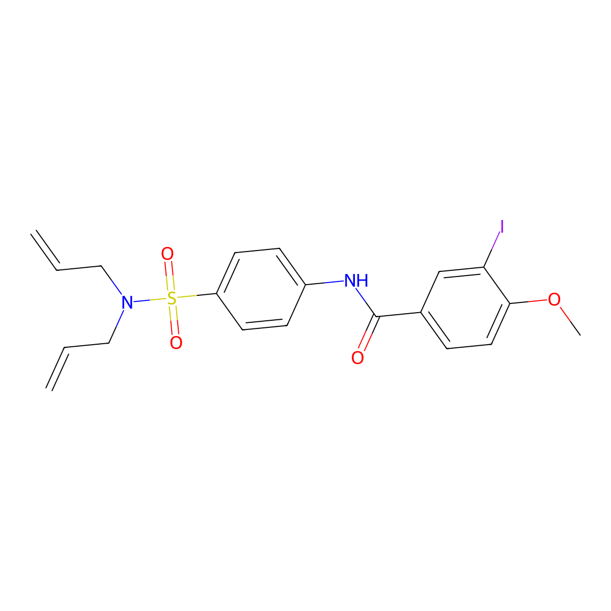 N-[4-[bis(prop-2-enyl)sulfamoyl]phenyl]-3-iodo-4-methoxybenzamide molecular structure, CAS 713112-44-8