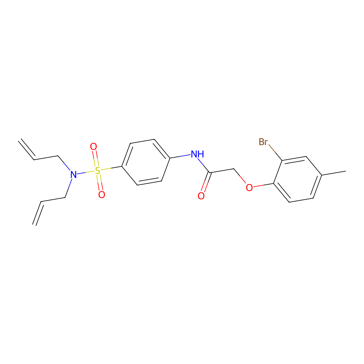 2-(2-bromo-4-methylphenoxy)-N-{4-[(diallylamino)sulfonyl]phenyl}acetamide molecular structure, CAS 713112-49-3