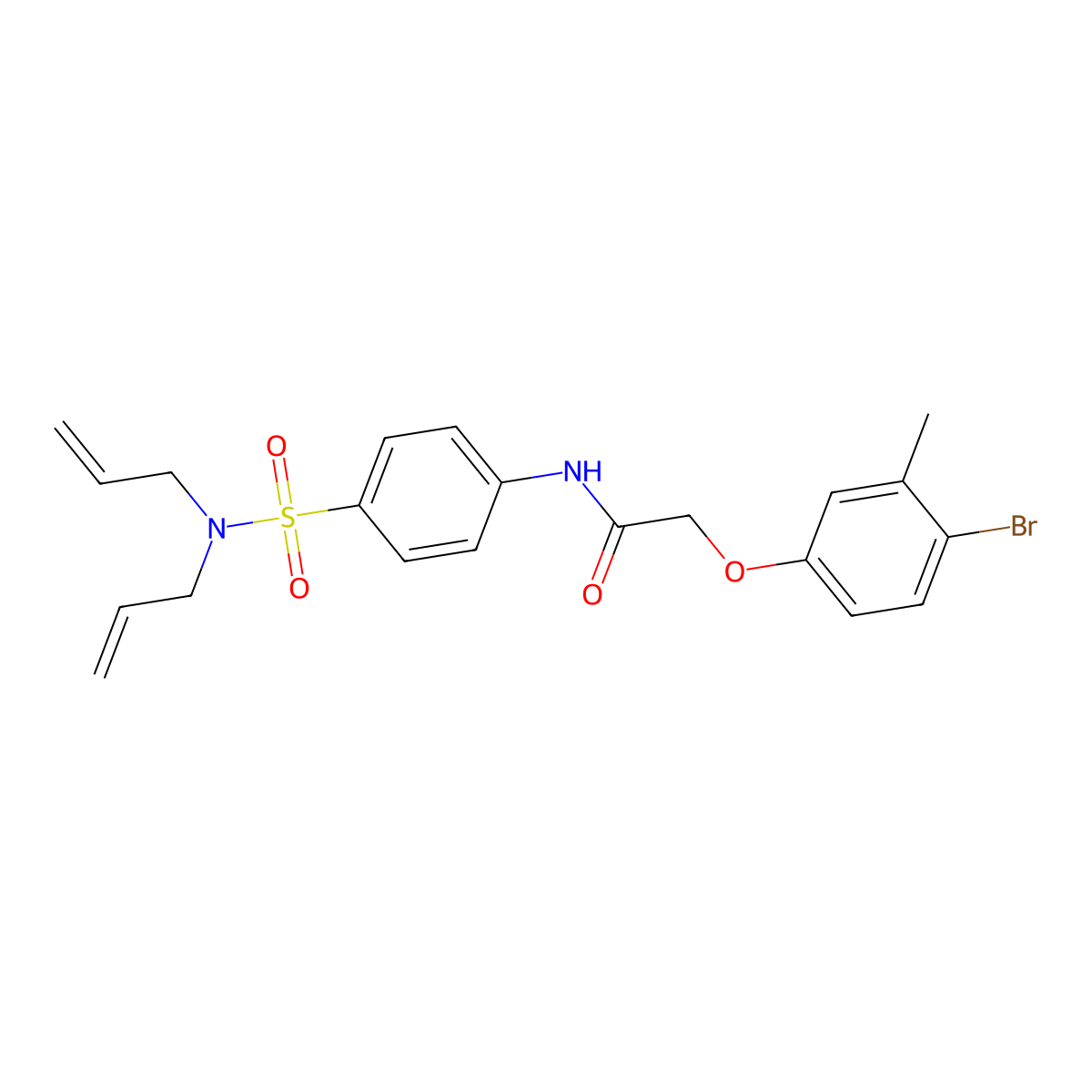 2-(4-bromo-3-methylphenoxy)-N-{4-[(diallylamino)sulfonyl]phenyl}acetamide molecular structure, CAS 713112-51-7