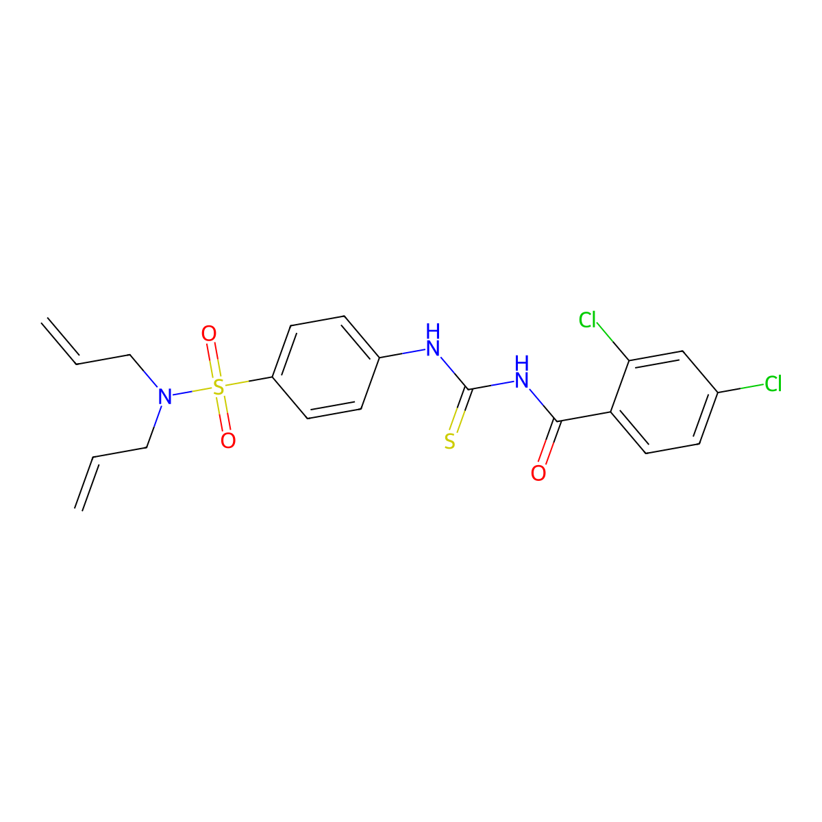 N-[[4-[bis(prop-2-enyl)sulfamoyl]phenyl]carbamothioyl]-2,4-dichlorobenzamide molecular structure, CAS 713112-57-3