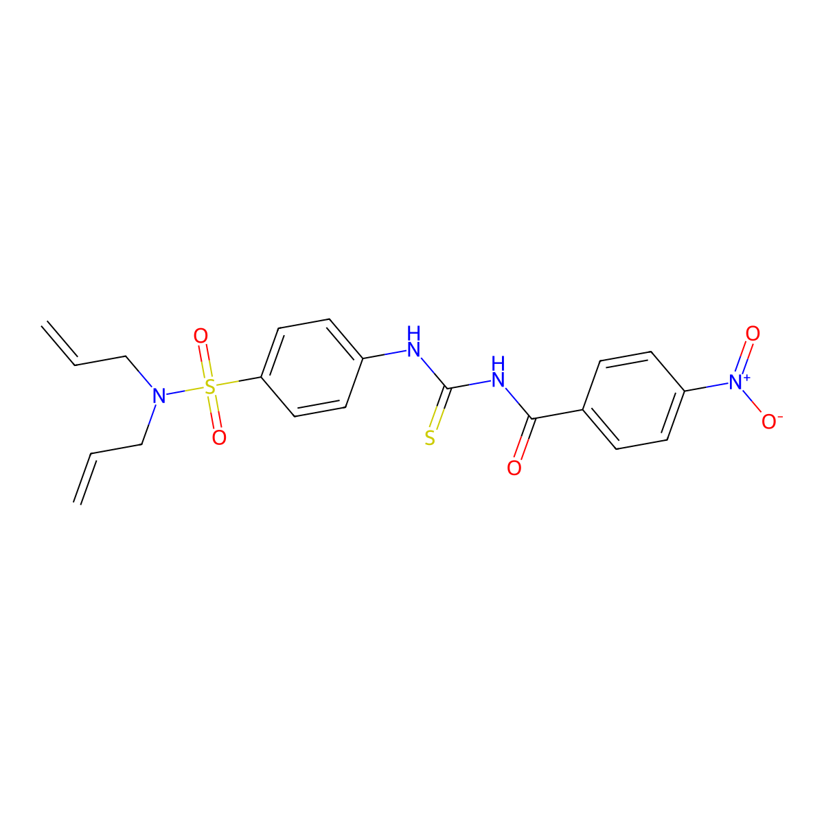 N-[[4-[bis(prop-2-enyl)sulfamoyl]phenyl]carbamothioyl]-4-nitrobenzamide molecular structure, CAS 713112-62-0