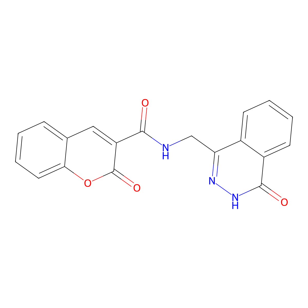 2-oxo-N-((4-oxo-3,4-dihydrophthalazin-1-yl)methyl)-2H-chromene-3-carboxamide molecular structure, CAS 713112-64-2