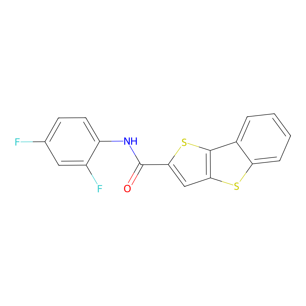 N-(2,4-difluorophenyl)thieno[3,2-b][1]benzothiole-2-carboxamide molecular structure, CAS 713112-71-1