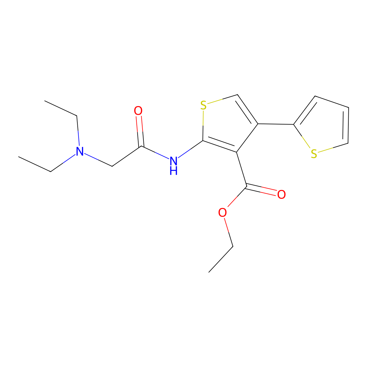 Ethyl 2-[[2-(diethylamino)acetyl]amino]-4-thiophen-2-ylthiophene-3-carboxylate molecular structure, CAS 713113-01-0