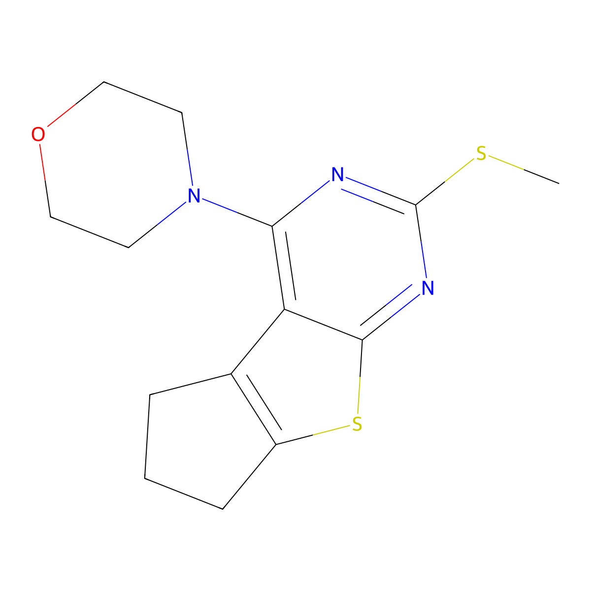 2-(methylthio)-4-(4-morpholinyl)-6,7-dihydro-5H-cyclopenta[4,5]thieno[2,3-d]pyrimidine molecular structure, CAS 713113-36-1