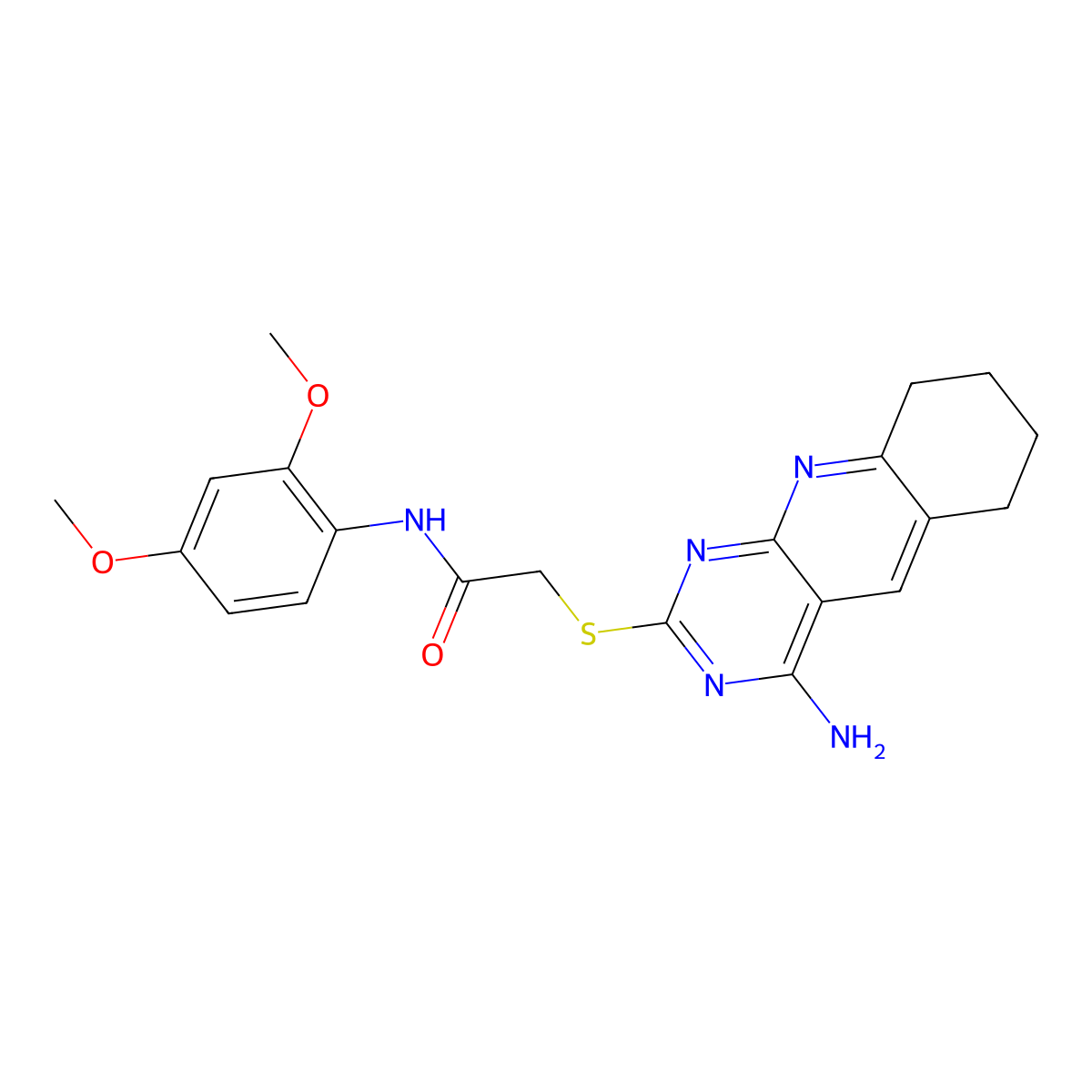 2-[(4-amino-6,7,8,9-tetrahydropyrimido[4,5-b]quinolin-2-yl)sulfanyl]-N-(2,4-dimethoxyphenyl)acetamide molecular structure, CAS 713113-47-4