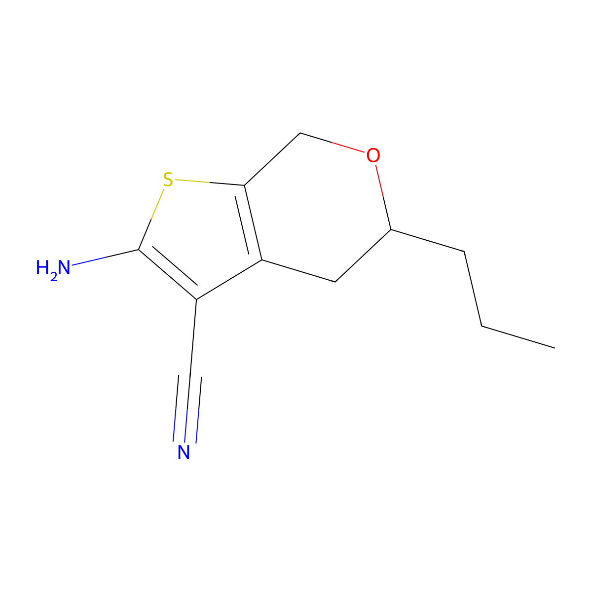 2-amino-5-propyl-4,7-dihydro-5H-thieno[2,3-c]pyran-3-carbonitrile molecular structure, CAS 713113-50-9