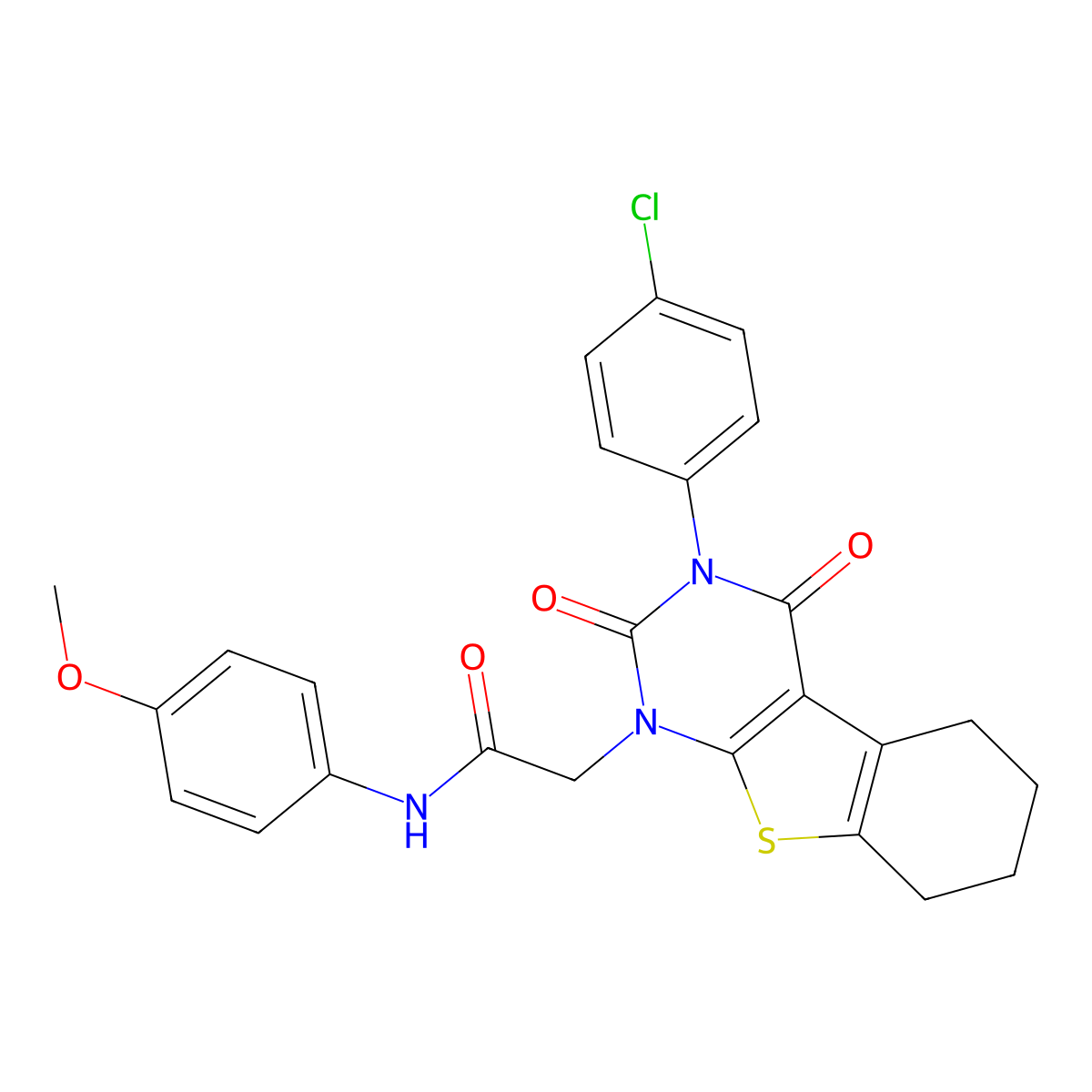 2-[3-(4-chlorophenyl)-2,4-dioxo-5,6,7,8-tetrahydro-[1]benzothiolo[2,3-d]pyrimidin-1-yl]-N-(4-methoxyphenyl)acetamide molecular structure, CAS 713113-71-4