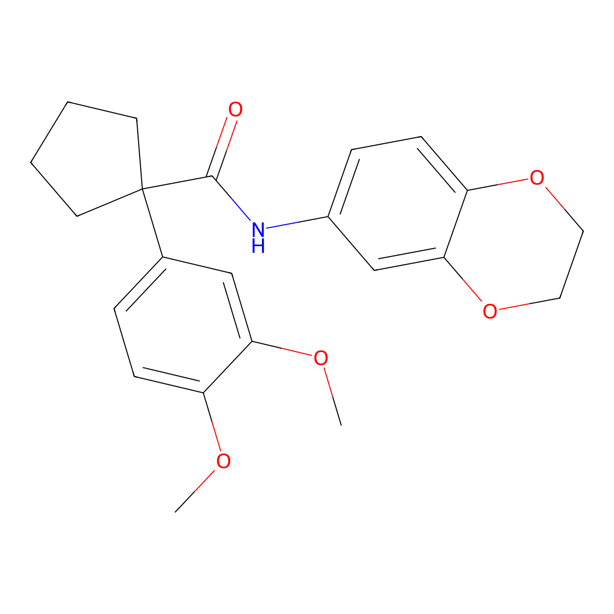N-(2,3-dihydro-1,4-benzodioxin-6-yl)-1-(3,4-dimethoxyphenyl)cyclopentane-1-carboxamide molecular structure, CAS 713113-95-2