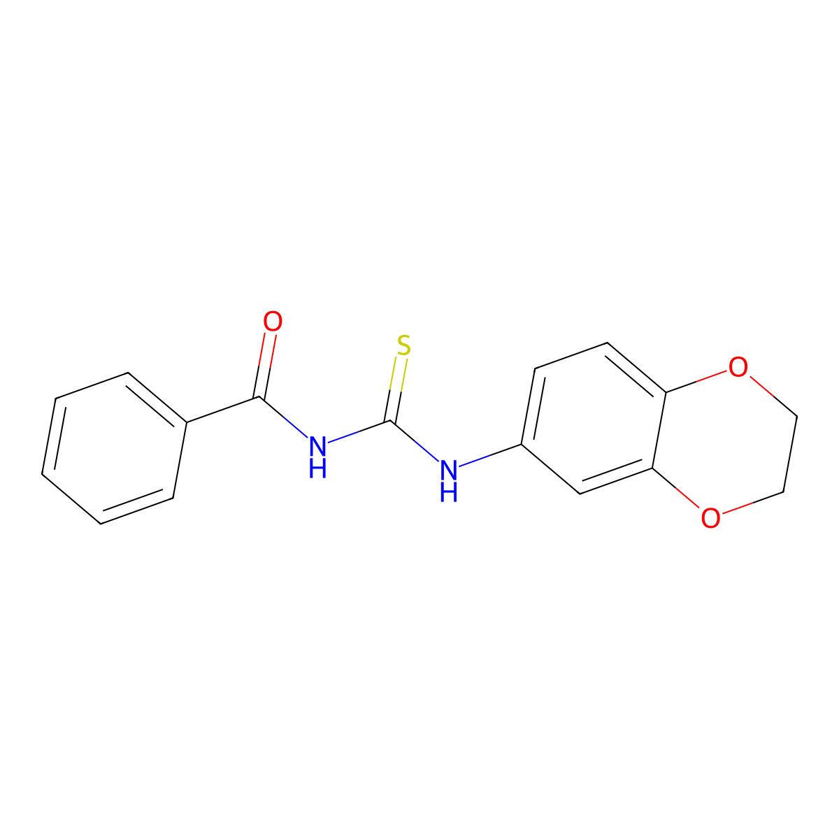 N-benzoyl-N'-(2,3-dihydro-1,4-benzodioxin-6-yl)thiourea molecular structure, CAS 713113-96-3