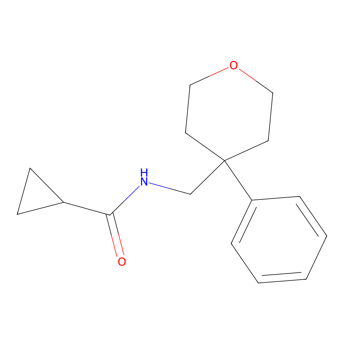 N-[(4-phenyloxan-4-yl)methyl]cyclopropanecarboxamide molecular structure, CAS 713114-00-2