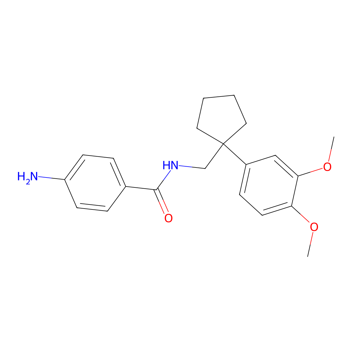 4-amino-N-[[1-(3,4-dimethoxyphenyl)cyclopentyl]methyl]benzamide molecular structure, CAS 713114-01-3