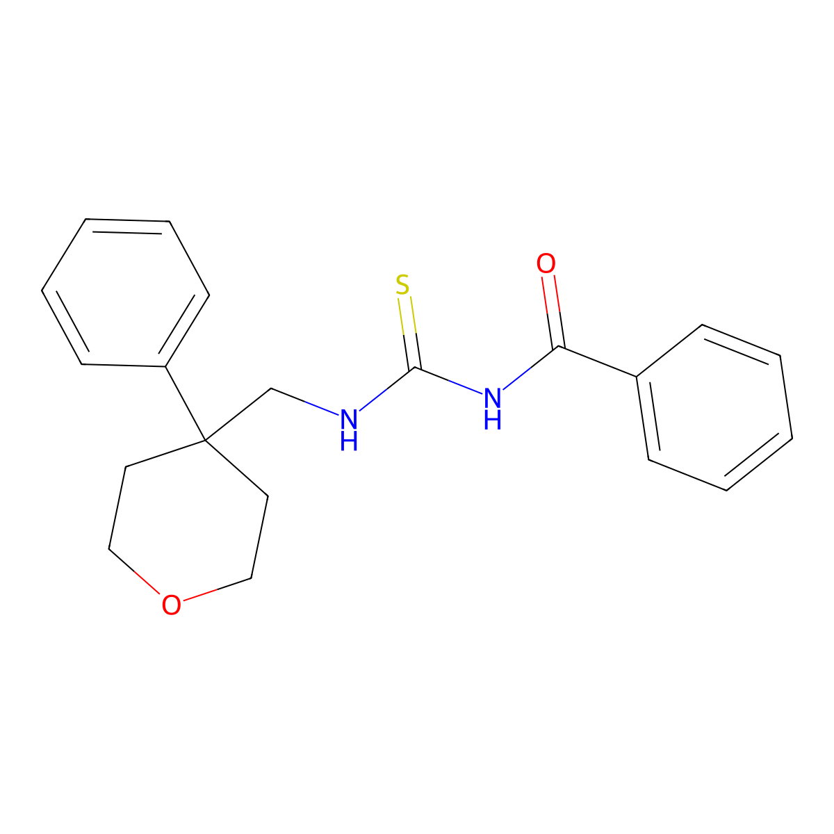 N-[(4-phenyloxan-4-yl)methylcarbamothioyl]benzamide molecular structure, CAS 713114-02-4