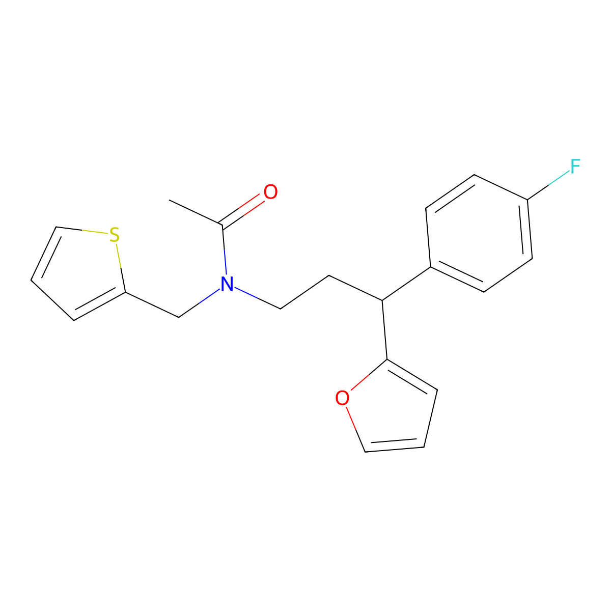 N-[3-(4-fluorophenyl)-3-(furan-2-yl)propyl]-N-(thiophen-2-ylmethyl)acetamide molecular structure, CAS 713114-03-5