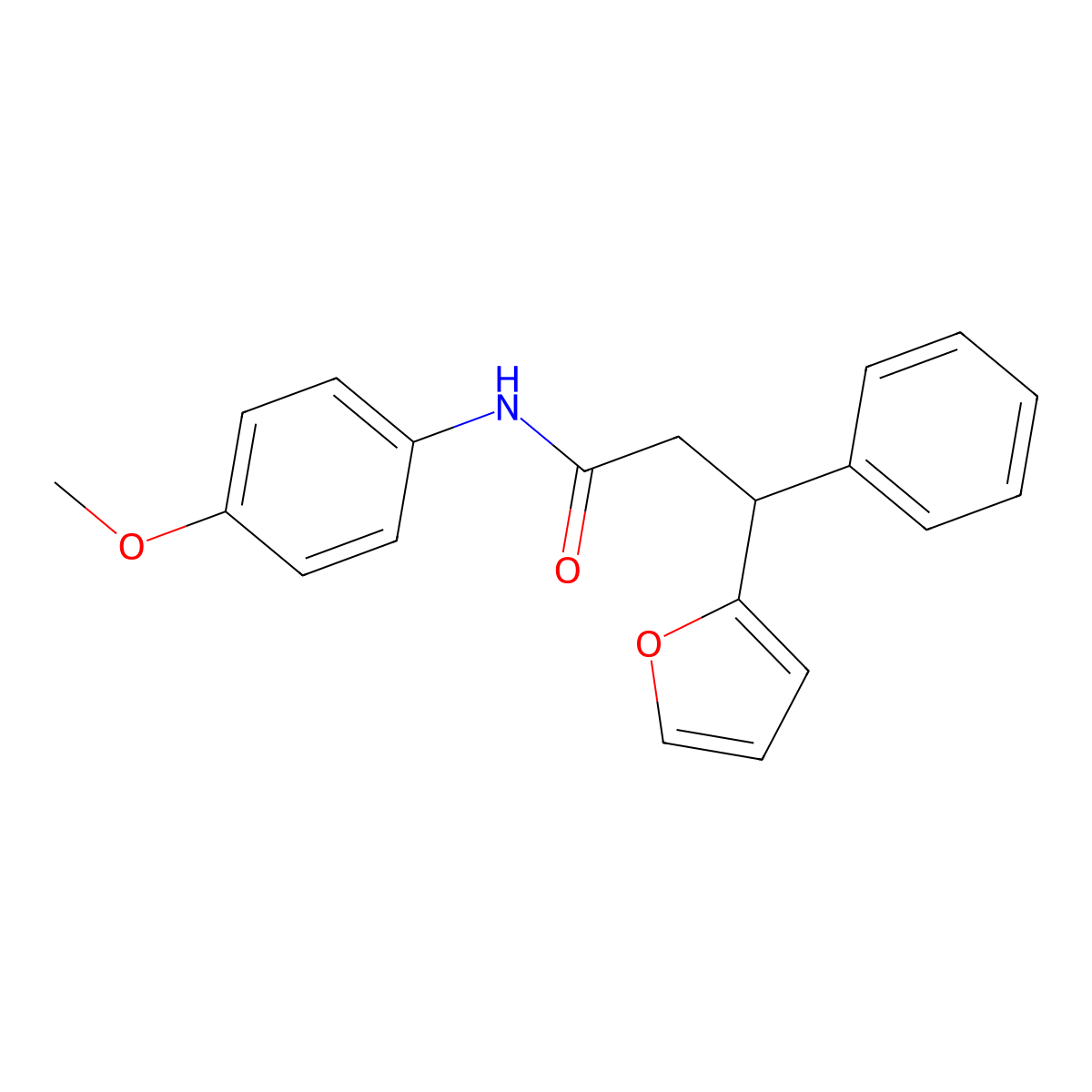 3-(furan-2-yl)-N-(4-methoxyphenyl)-3-phenylpropanamide molecular structure, CAS 713114-04-6