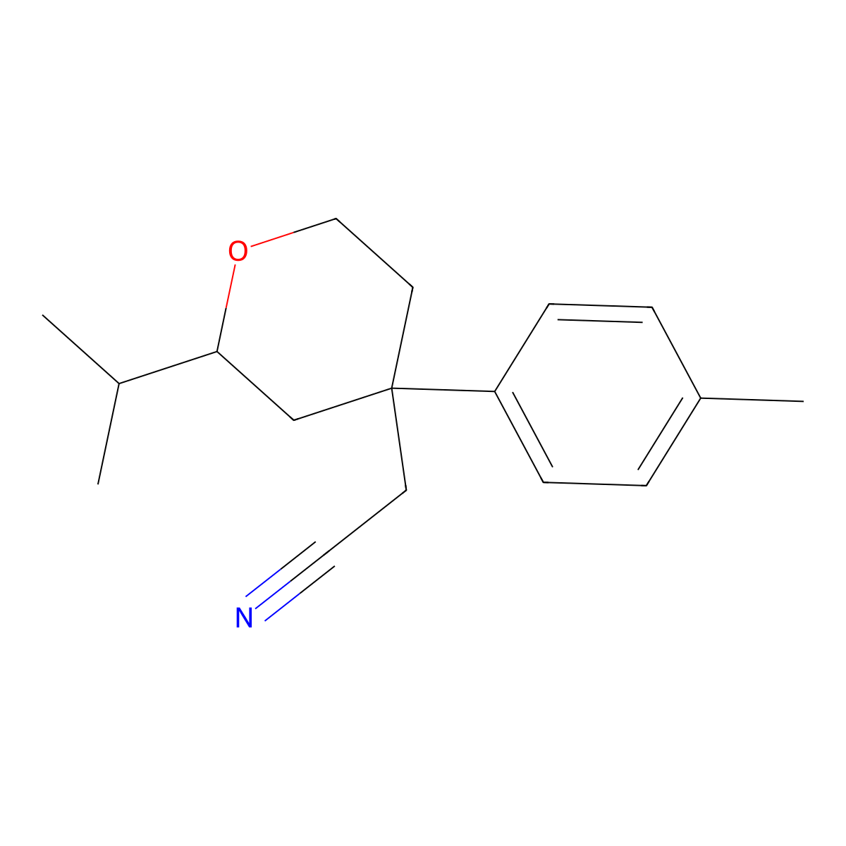 2-[4-(4-Methylphenyl)-2-propan-2-yloxan-4-yl]acetonitrile molecular structure, CAS 713114-06-8