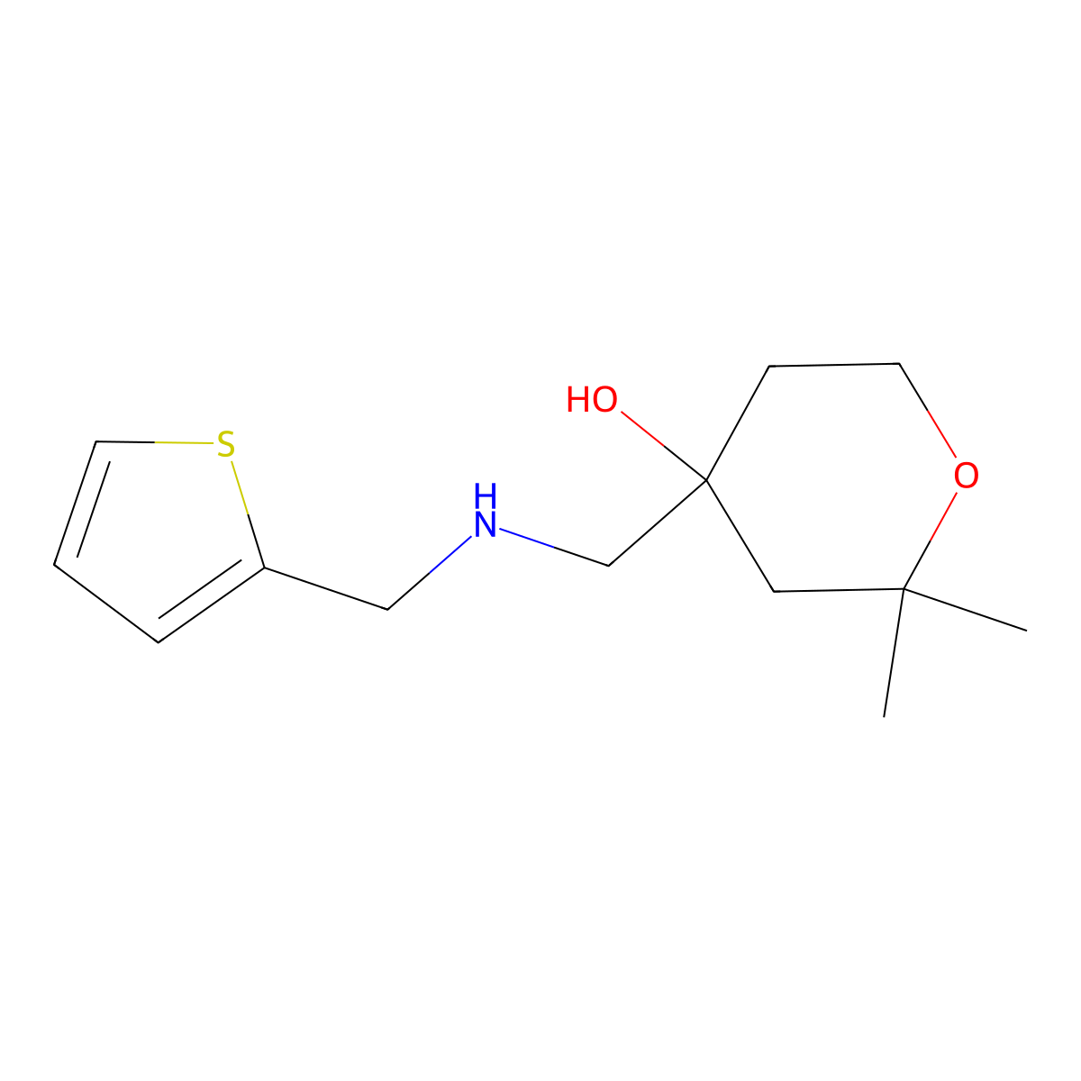 2,2-Dimethyl-4-[(thiophen-2-ylmethylamino)methyl]oxan-4-ol molecular structure, CAS 713114-08-0