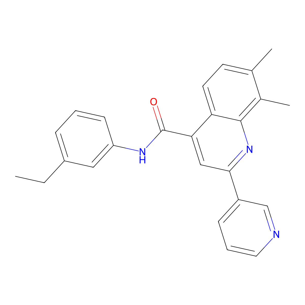 N-(3-ethylphenyl)-7,8-dimethyl-2-pyridin-3-ylquinoline-4-carboxamide molecular structure, CAS 713114-47-7