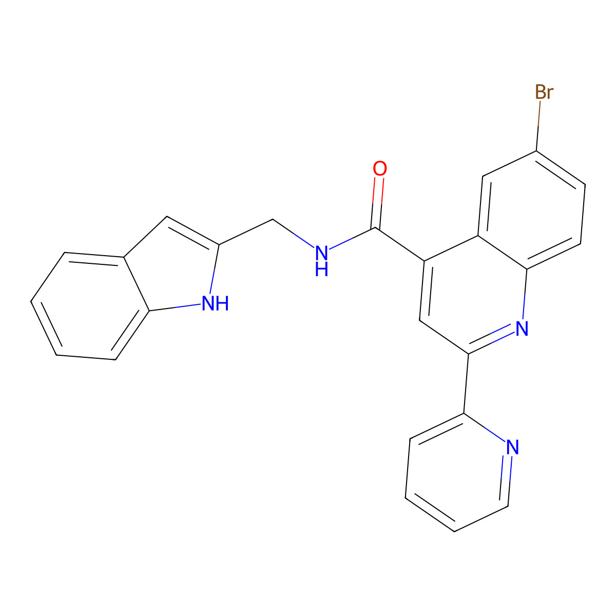 6-bromo-N-(1H-indol-2-ylmethyl)-2-(pyridin-2-yl)quinoline-4-carboxamide molecular structure, CAS 713114-51-3